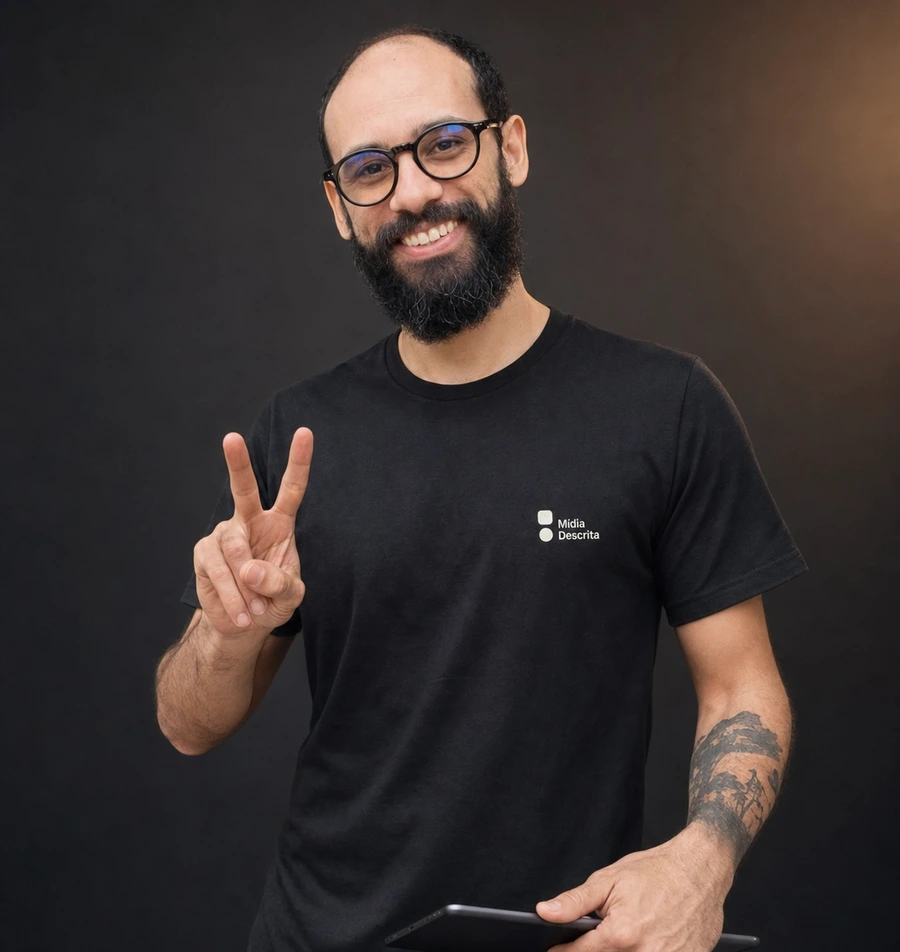 Retrato de estúdio de Bernardo Amaral. Descrição completa a seguir.